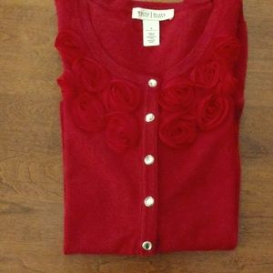 White House Black Market Red Cardigan Sweater Sz S